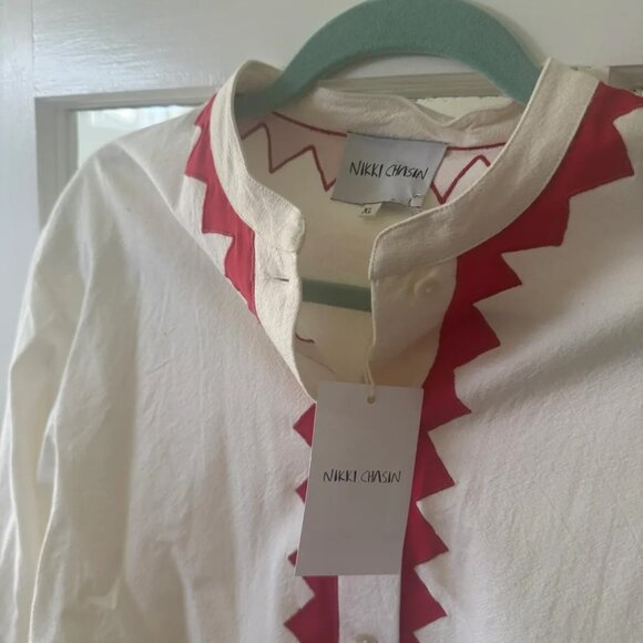 Nikki Chasin  Alpha Buttondown Ivory/Poppy - Picture 4 of 4